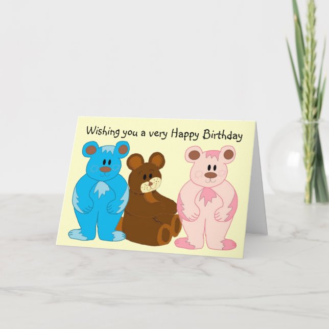 Carte Enfants Ours d'anniversaire (Devant)