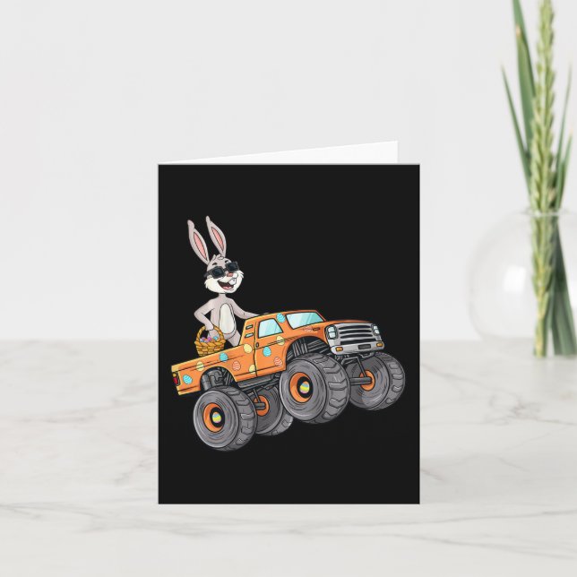 Carte Enfants Pâques Rabbit équitation Monster Camion Fu (Devant)