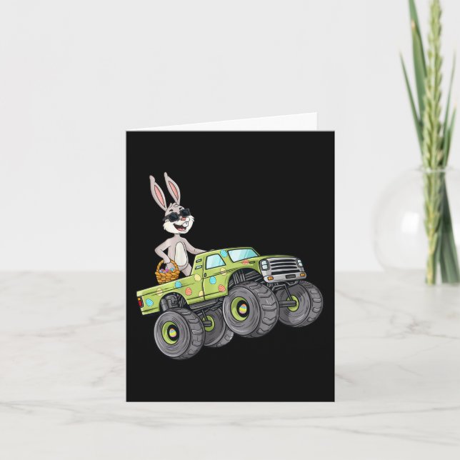 Carte Enfants Pâques Rabbit équitation Monster Camion Fu (Devant)