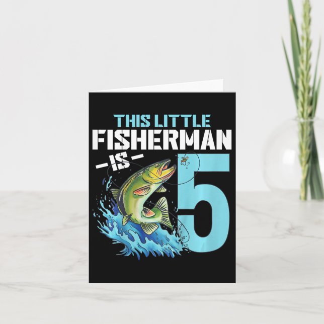 Carte Enfants Pêche Anniversaire Chemise 5 ans Garçon Fi (Devant)