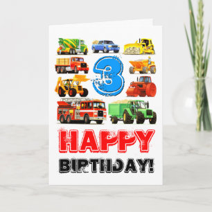 Carte Enfants personnalisés 3e anniversaire Camion de co