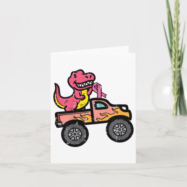 Carte Enfants Pink Dino Monster Camion cancer du sein de (Devant)