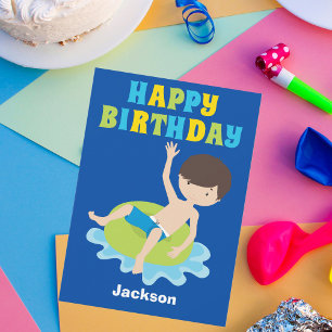 Carte Enfants Pool Party Custom Boys Joyeux anniversaire