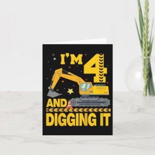 Carte Enfants quatre 4ans 4e anniversaire Excavateur 4 a