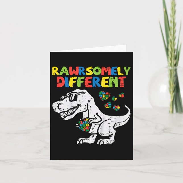 Carte Enfants Rawrsomement Différents Trex Dino Garçons  (Devant)