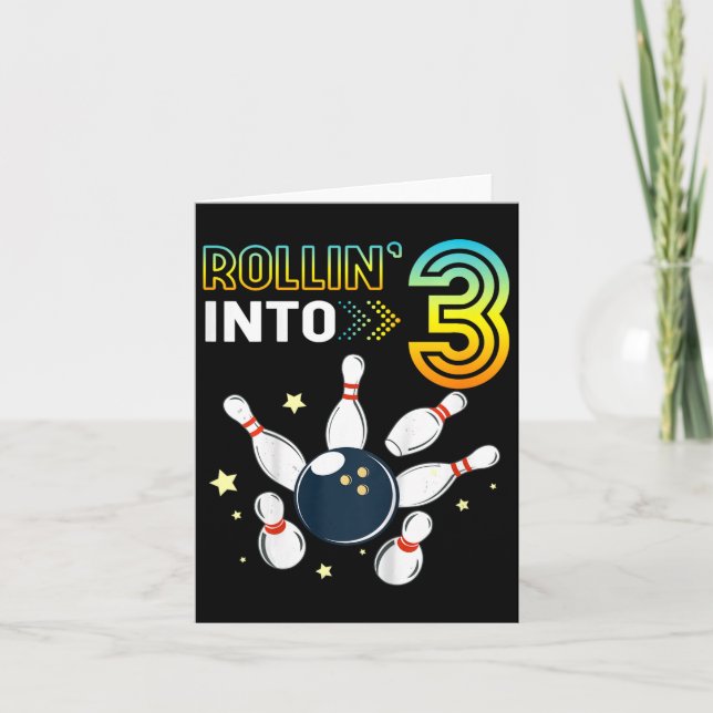 Carte Enfants Se Roulant Dans 3 Ans Anniversaire Bowling (Devant)