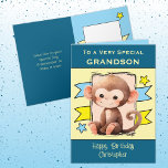 Carte Enfants singes Grandson spécial<br><div class="desc">Apportez un sourire à leur journée spéciale avec cette adorable carte d'anniversaire avec un petit singe excentrique ! Parfait pour dire "À un petit-fils très spécial" (ou changer le texte pour correspondre à votre être aimé), ce design mignon rend les anniversaires plus amusants et mémorables. Le singe ludique ajoute une...</div>