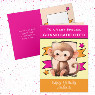 Carte Enfants singes Grille-fille spéciale anniversaire 