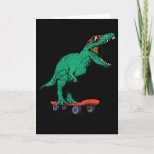 Carte Enfants Skateur Planche à roulettes T-rex Dinosaur