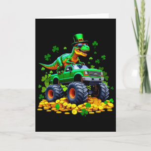Carte Enfants St Patricks Day 2026 - Dinosaure à cheval 