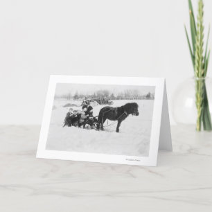 Carte Enfants sur la photographie de traîneau dessinée