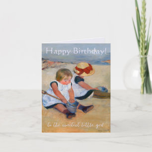 Carte Enfants sur mesure jouant sur la plage Joyeux anni