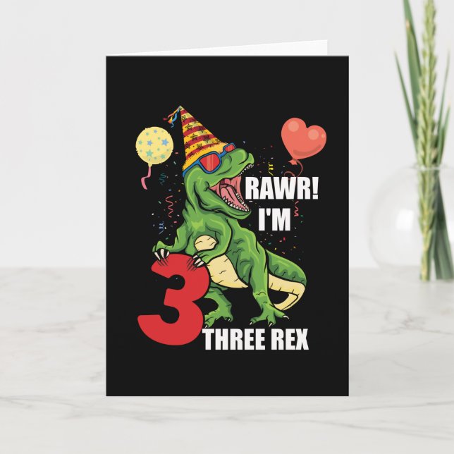 Carte Enfants Trois Rex 3 ans Anniversaire 3e fête Anniv (Devant)
