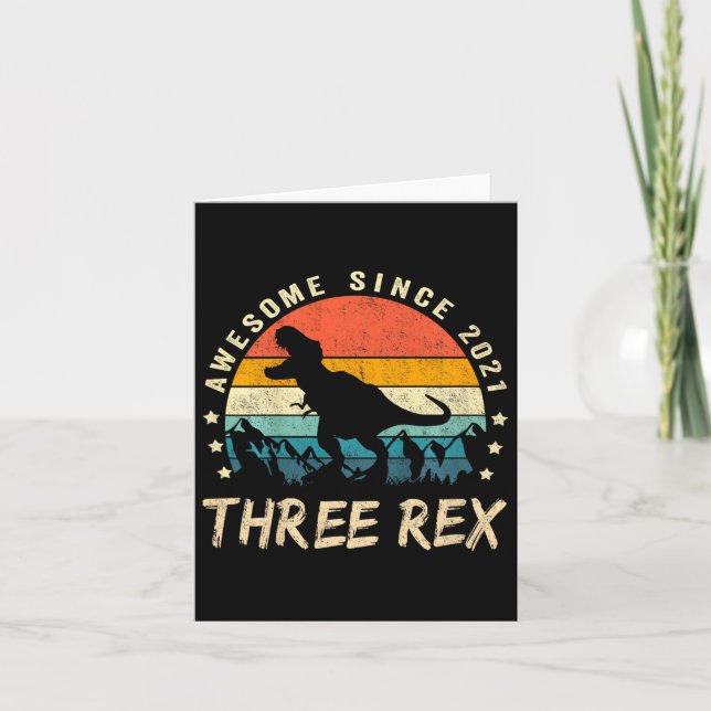 Carte Enfants Trois Rex 3e Anniversaire Troisième Dinosa (Devant)