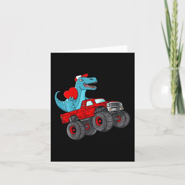 Carte Enfants Valentines Jour T Rex équitation Monster T (Devant)