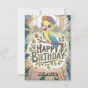Carte Enfants veut perroquet numérique Anniversaire