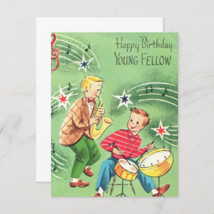 Carte Enfants vintages Jouer Instruments Anniversaire