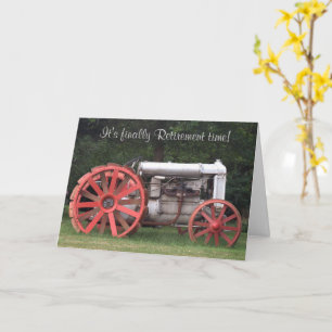 Carte Enfin l'heure de la retraite Tracteur antique