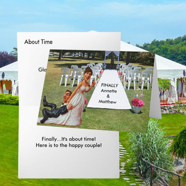 Carte Enfin Mariage Couple Cheveux Brown Drôle Couple (Finally Wedding Couple Brown Hair Funny Couple Card)