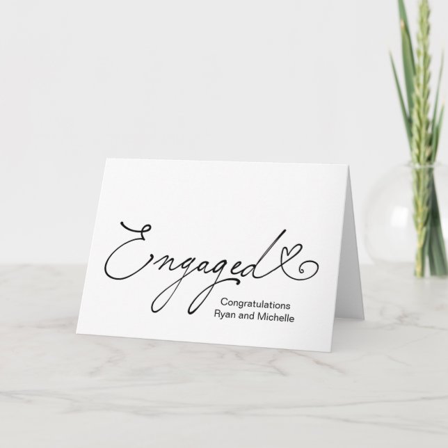 Carte Engagement Congratulations Bride Groom Engaged  (Devant)