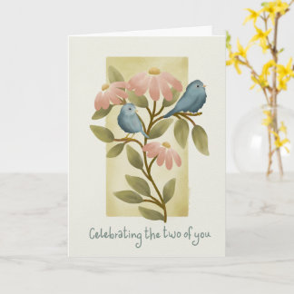 Carte Engagement Congratulations Watercolor Blue Birds a