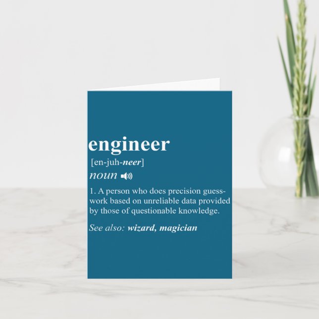 Carte Engineer Definition Funny Engineering Mechanical C (Devant)