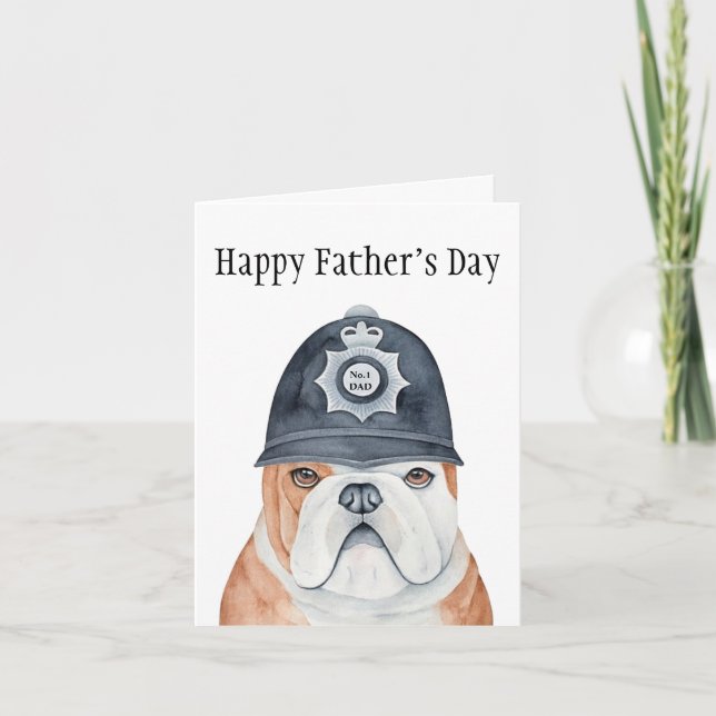 Carte English Bulldog Chien de Police N°1 Papa Fête des  (Devant)