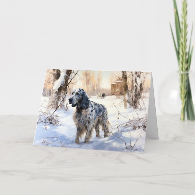 Carte English Setter Qu'il neige Noël (Devant)