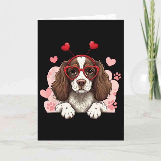 Carte English Springer Spaniel Headbynd Saint-Valentin F (Devant)