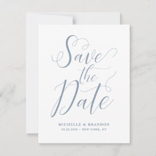 Carte Enregistrer la date Dusty Blue Modern Script