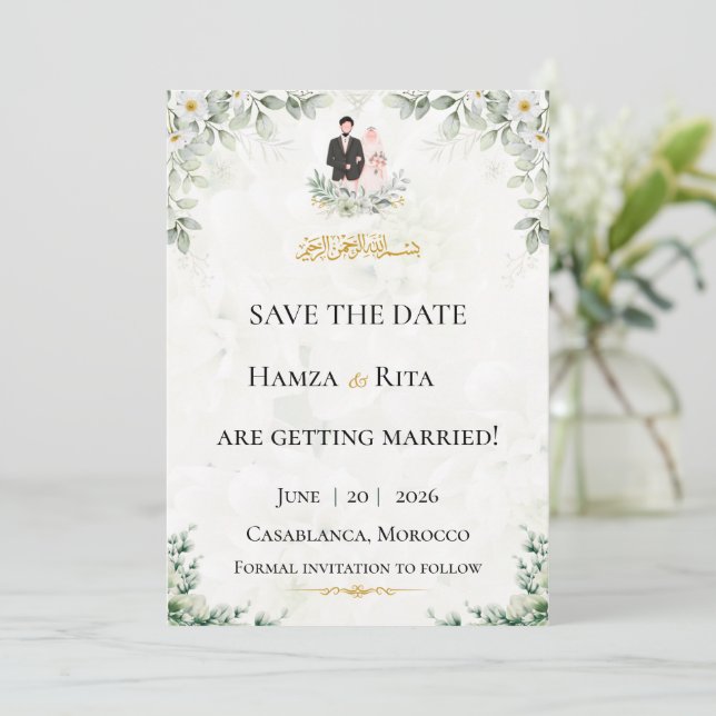 Carte Enregistrez la Date | Hamza & Rita (Debout devant)