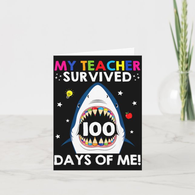 Carte Enseignant a survécu 100 jours de drôle 100 jours  (Devant)