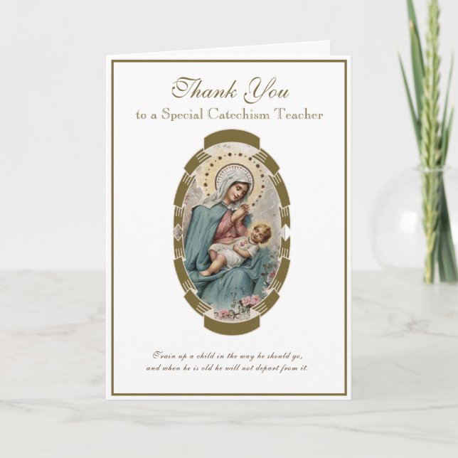 Carte Enseignant CCD religieux Vierge Marie Prêtre Relig (Devant)