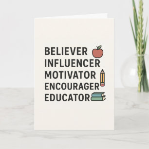Carte ENSEIGNANT Croyant Influenceur Motivant Encourageu