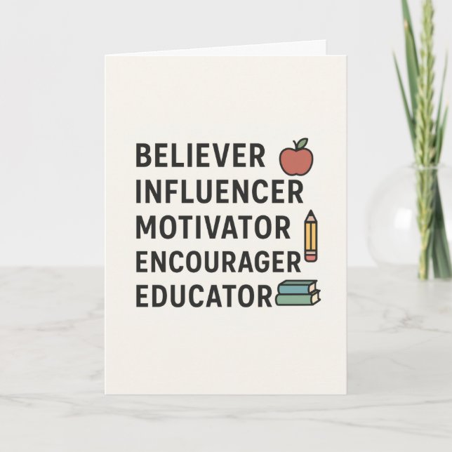 Carte ENSEIGNANT Croyant Influenceur Motivant Encourageu (Devant)