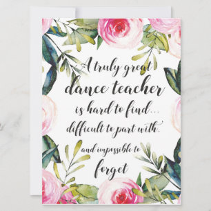 Carte Enseignant de danse Merci Wains pour enseignant de