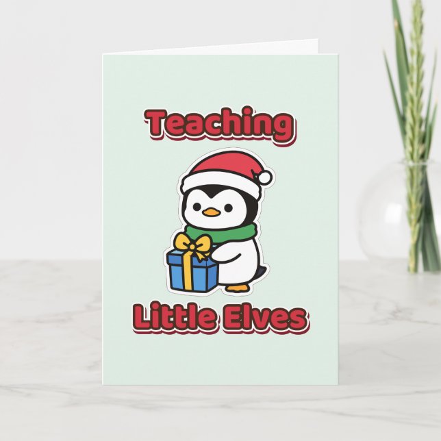 Carte Enseignant des petits lutins Noël Professeur (Devant)