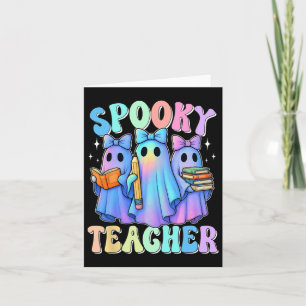 Carte Enseignant éffrayant Pastel Galaxy Ghost Halloween