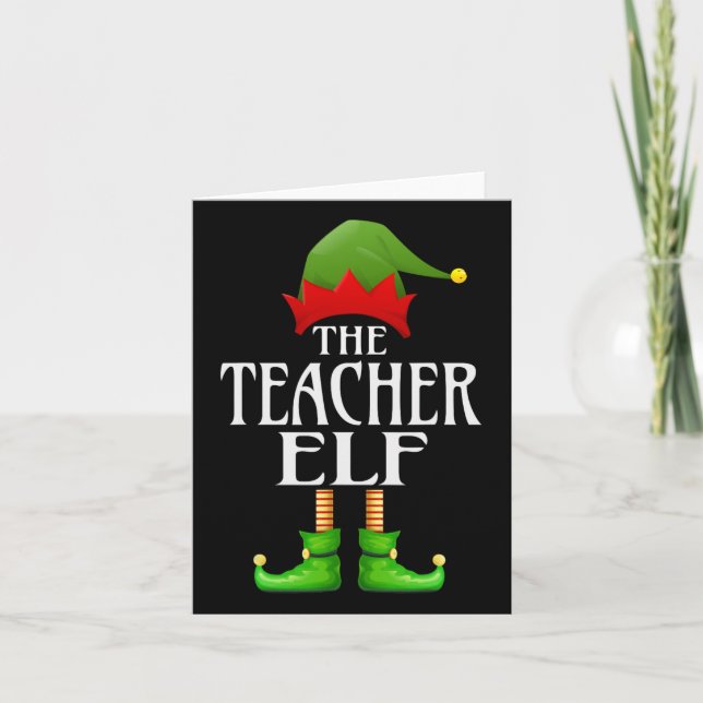 Carte Enseignant Elf Xmas Funny Family Matching Group Ch (Devant)