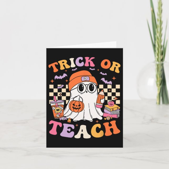 Carte Enseignant Halloween Trick Ou Enseigner Cute Ghost (Devant)