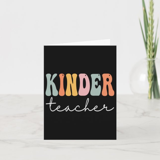 Carte Enseignant Kinder Retro Femmes Super Joyeux Premie (Devant)