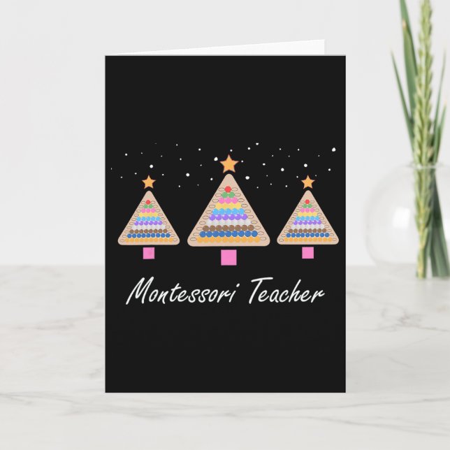 Carte Enseignant Montessori Noël Arbre de Noël Enseignem (Devant)