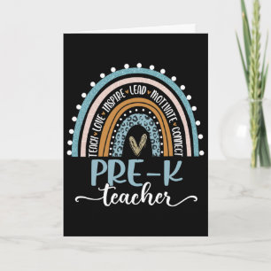 Carte Enseignant pré-maternelle Léopard Boho Arc-en-ciel