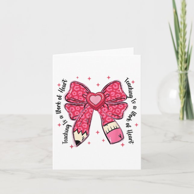 Carte Enseignant Saint-Valentin Coquette Bow Enseigner e (Devant)