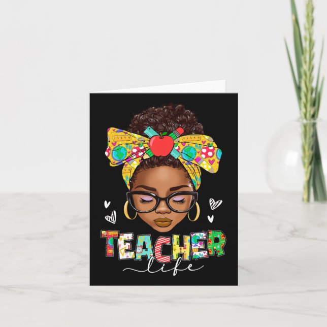 Carte Enseignant Vie Messy Bun Afro African American Byc (Devant)