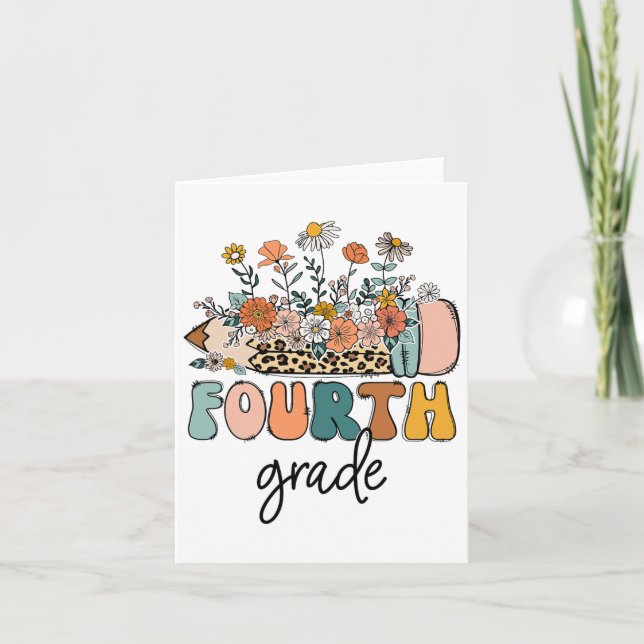 Carte Enseignants De 4E Année Rétro Leopard Ck À L'École (Devant)