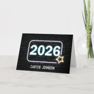 Carte Enseigne néon diplômé 2026 sur brique