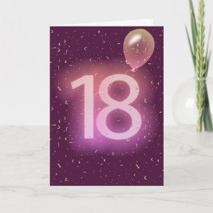 Carte Enseigne néon et ballon pour 18 ans