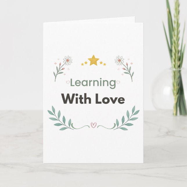 Carte Enseignement Avec Amour Floral Professeur (Devant)