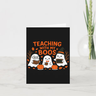 Carte Enseignement avec mes boos mignon fantôme effrayan